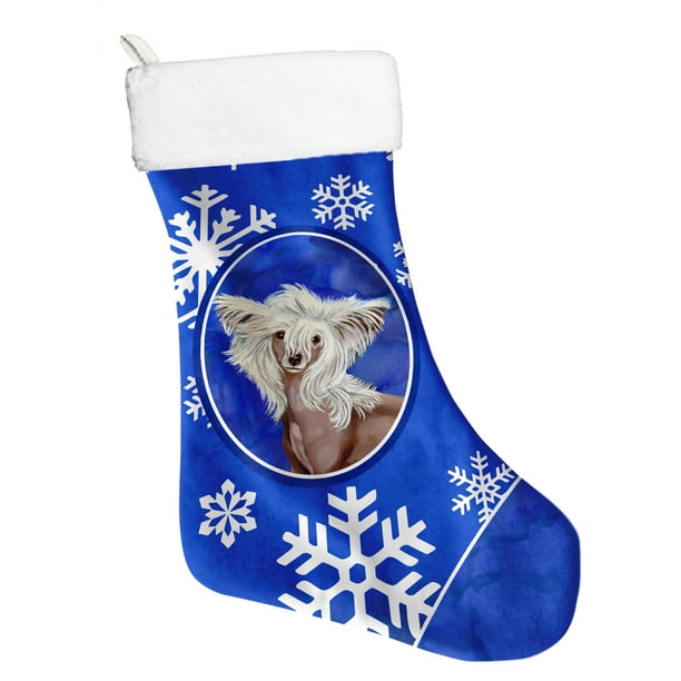 Multicolor Carolines Treasures Chinese Crested Winter Snowflakes Holiday Christmas Stocking 11 x 18 Multicolor Carolines Treasures Chinese Crested Winter Snowflakes Holiday Christmas Stocking 11 x 18